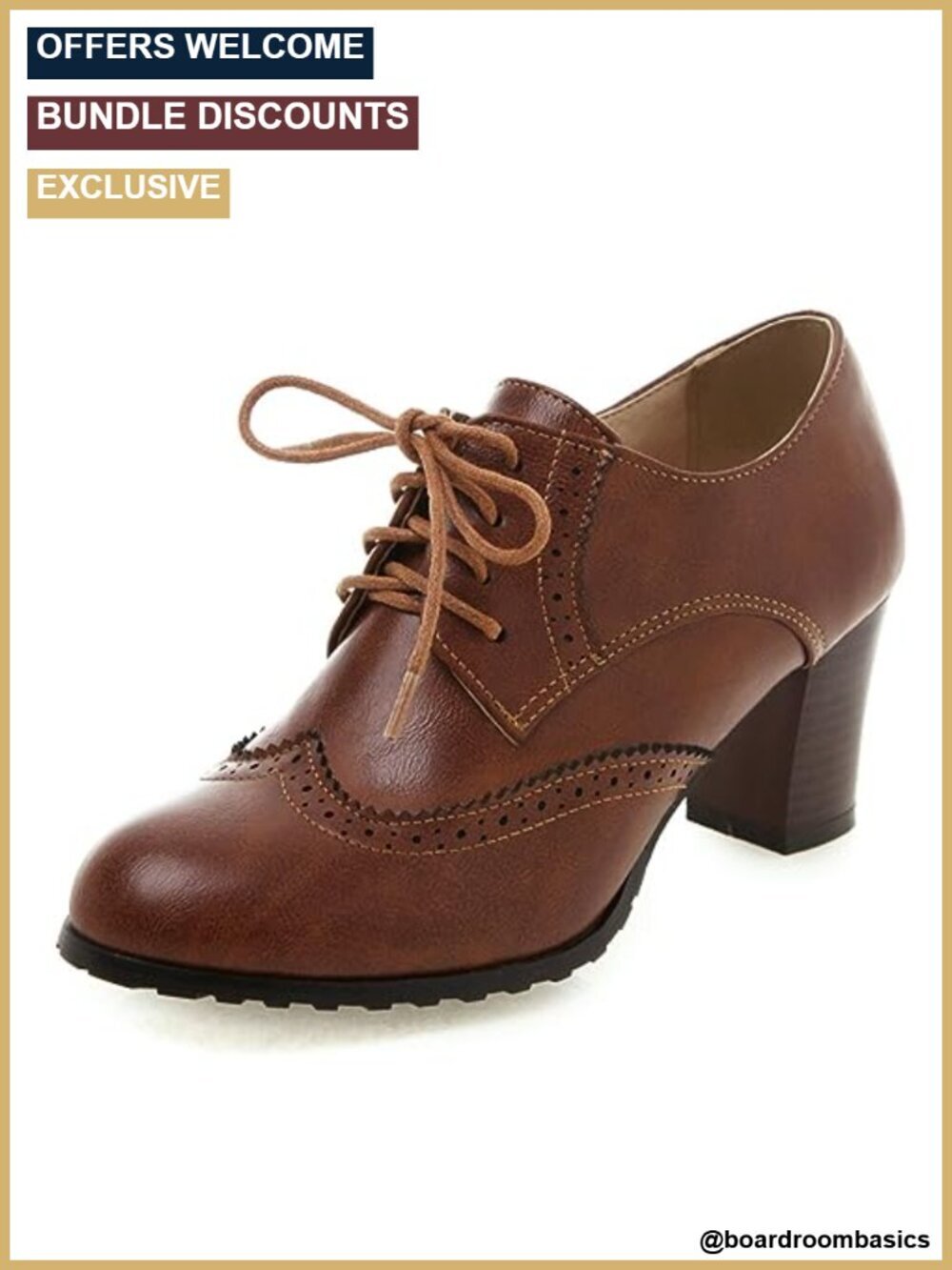 Chunky Heel Lace Up Oxfords Brogues Wingtip Shoes